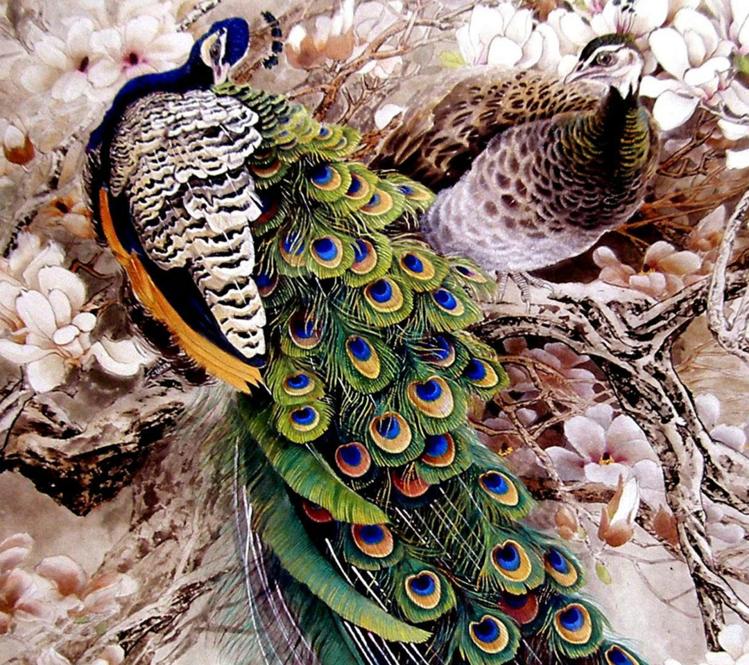Das Peacock Painting Wallpaper 1080x960