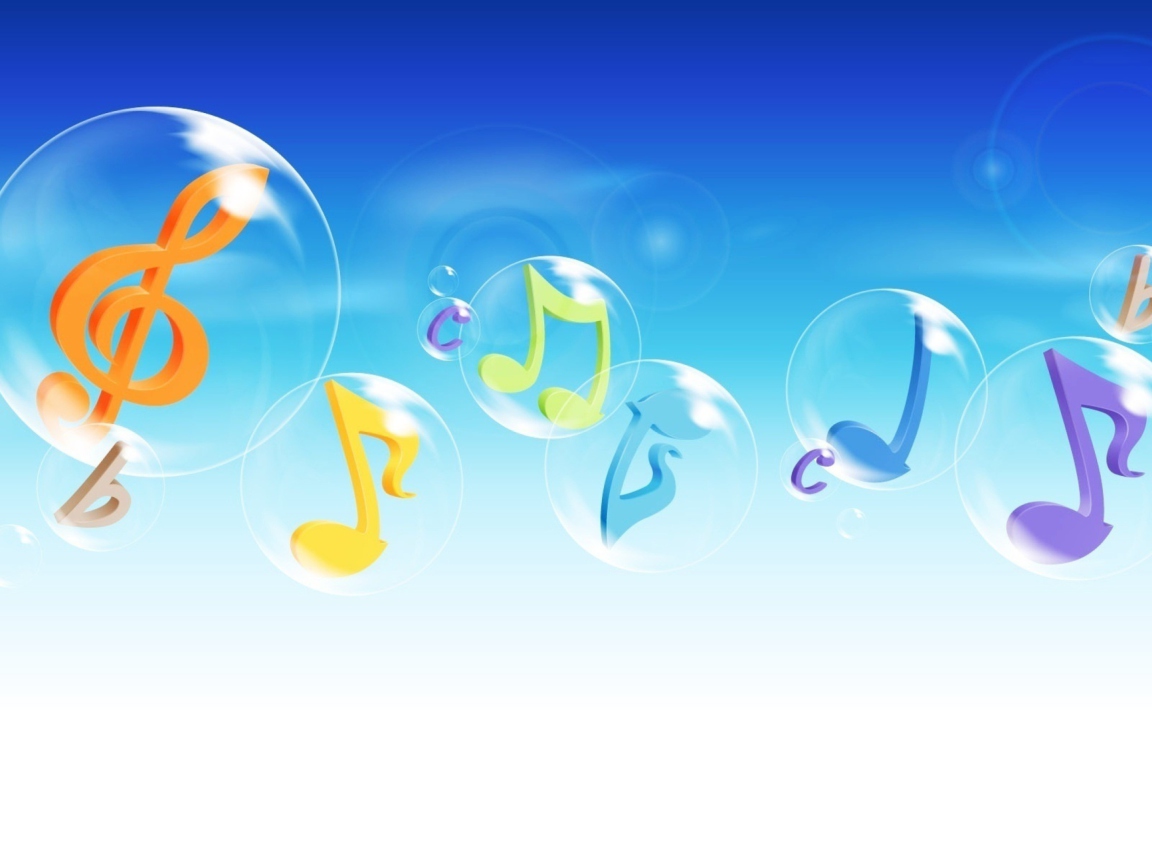 Musical Notes In Bubbles wallpaper 1152x864