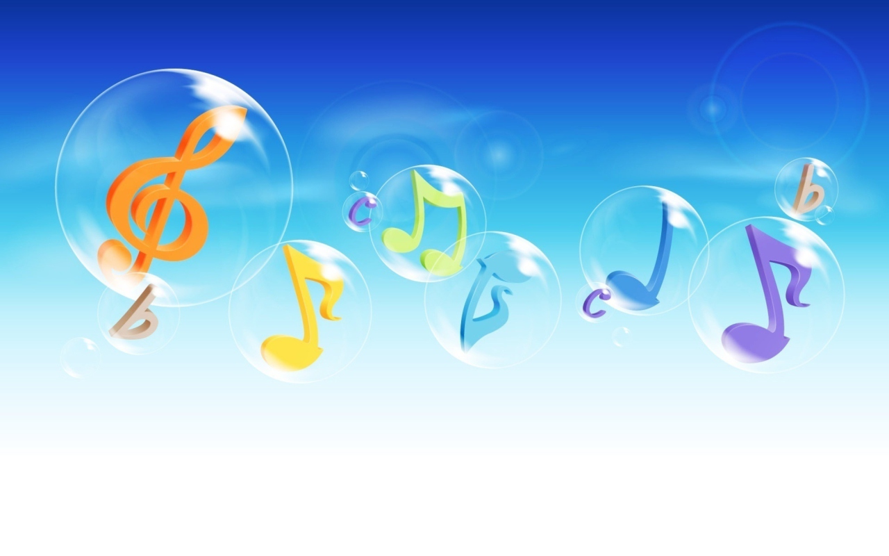 Screenshot №1 pro téma Musical Notes In Bubbles 1280x800