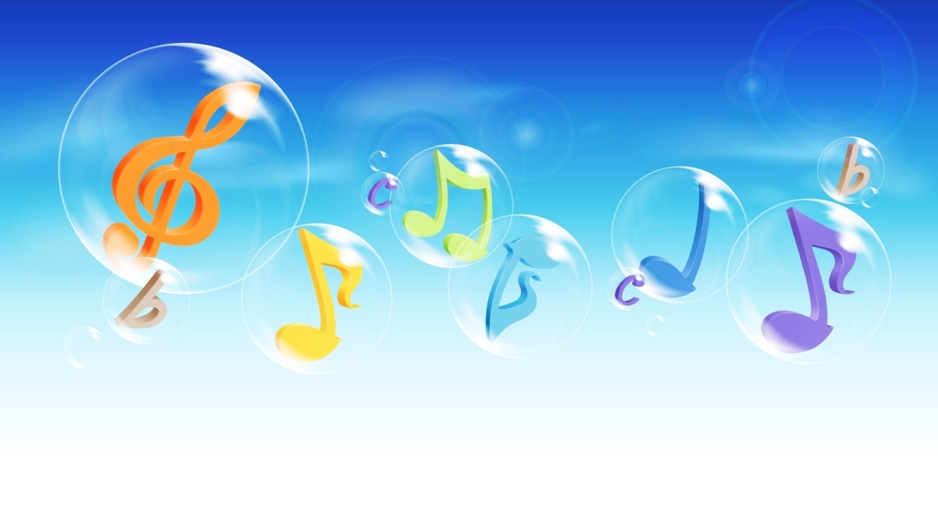 Screenshot №1 pro téma Musical Notes In Bubbles 1920x1080