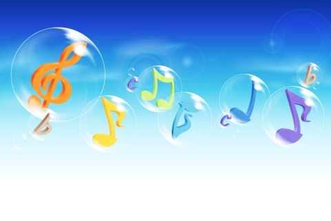 Screenshot №1 pro téma Musical Notes In Bubbles 480x320