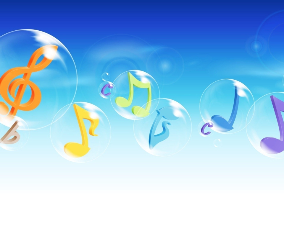 Musical Notes In Bubbles wallpaper 960x800