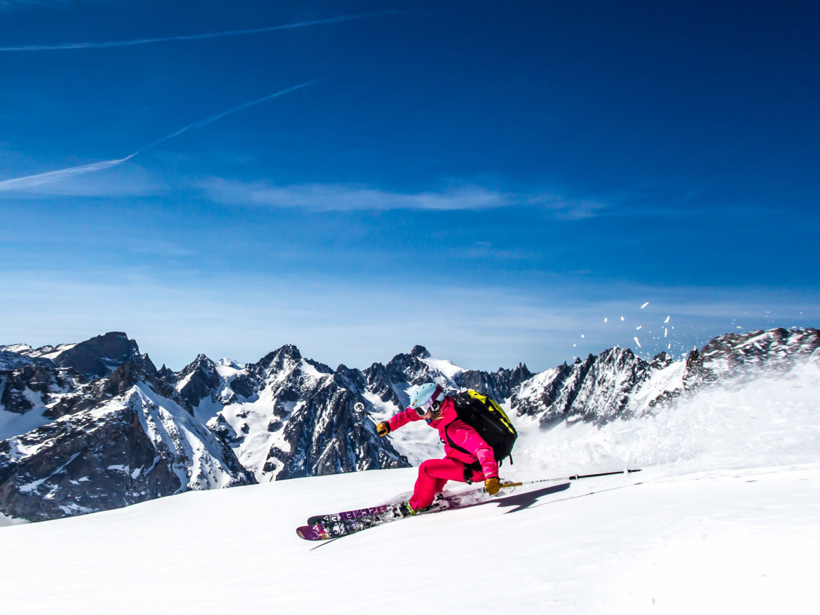 Обои Skiing in Aiguille du Midi 1152x864