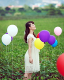 Обои Girl And Colorful Balloons 128x160