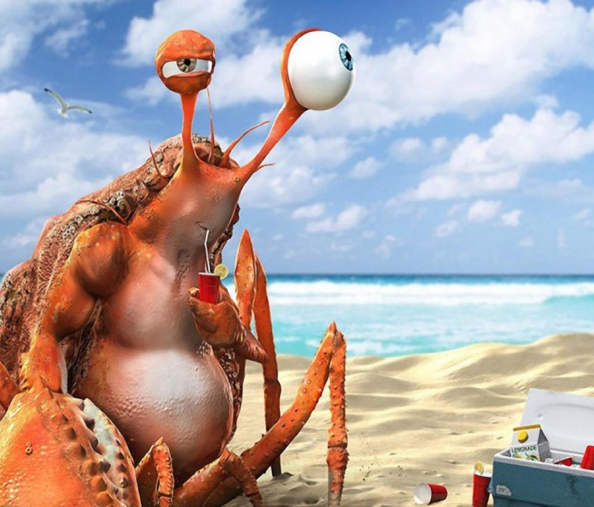 Screenshot №1 pro téma Lazy Crab On Beach 1200x1024
