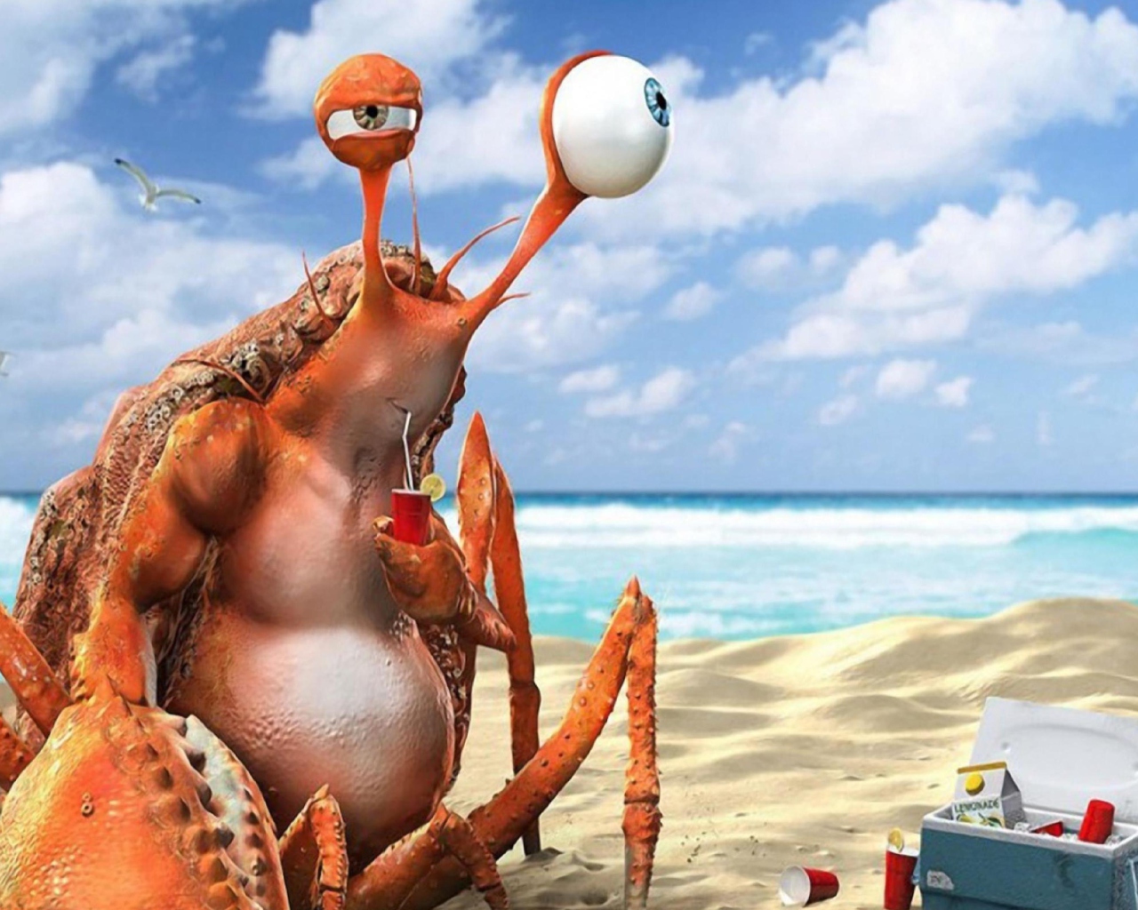 Screenshot №1 pro téma Lazy Crab On Beach 1280x1024