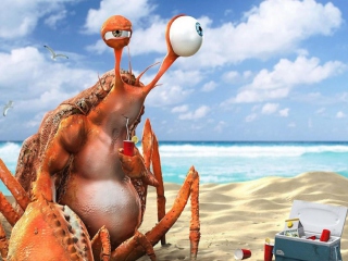 Screenshot №1 pro téma Lazy Crab On Beach 320x240