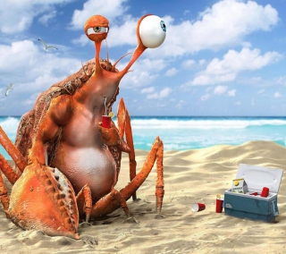 Kostenloses Lazy Crab On Beach Wallpaper für iPad mini