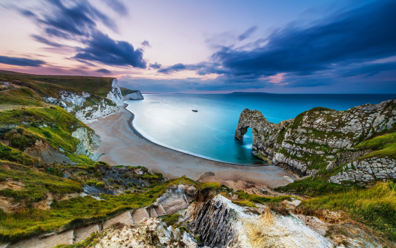 Das Durdle Door on Jurassic Coast in Dorset, England Wallpaper 1280x800