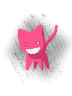 Das Pink Cat Sketch Wallpaper 240x320