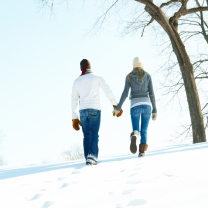 Обои Romantic Walk Through The Snow 208x208