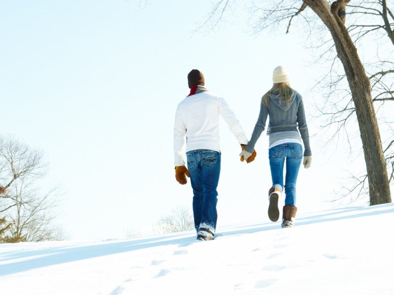 Обои Romantic Walk Through The Snow 800x600