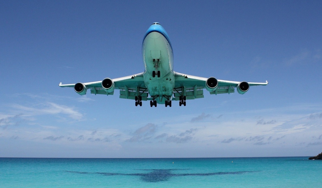 Fondo de pantalla Boeing 747 Maho Beach Saint Martin 1024x600