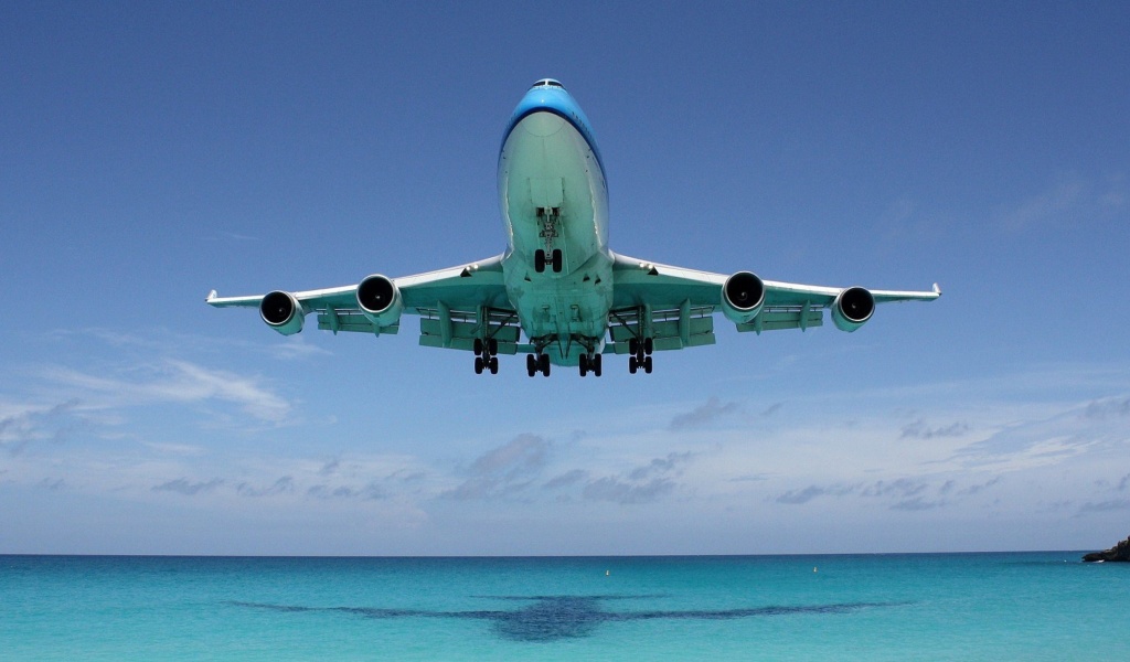 Обои Boeing 747 Maho Beach Saint Martin 1024x600