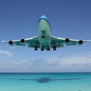 Fondo de pantalla Boeing 747 Maho Beach Saint Martin 128x128