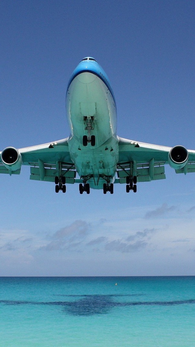 Fondo de pantalla Boeing 747 Maho Beach Saint Martin 640x1136