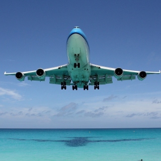 Boeing 747 Maho Beach Saint Martin - Obrázkek zdarma pro 1024x1024