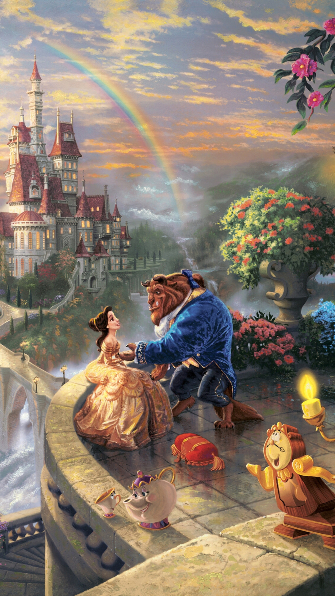 Screenshot №1 pro téma Thomas Kinkade, Beauty And The Beast 1080x1920