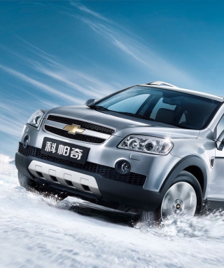 Chevrolet Captiva On Snow Background for 768x1280