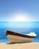 Screenshot №1 pro téma Boat At Pieceful Beach 128x160