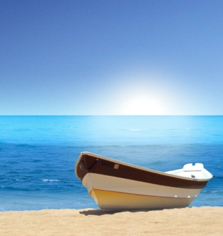 Boat At Pieceful Beach - Obrázkek zdarma pro iPad Air