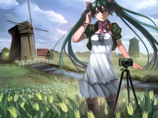 Sfondi Vocaloid - Girl Photographer Anime 320x240