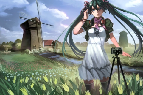 Screenshot №1 pro téma Vocaloid - Girl Photographer Anime 480x320