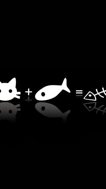 Обои Cat ate fish funny cover 360x640