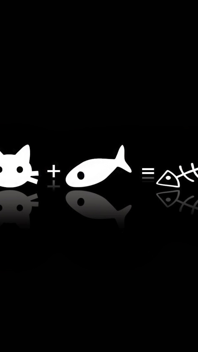 Обои Cat ate fish funny cover 640x1136