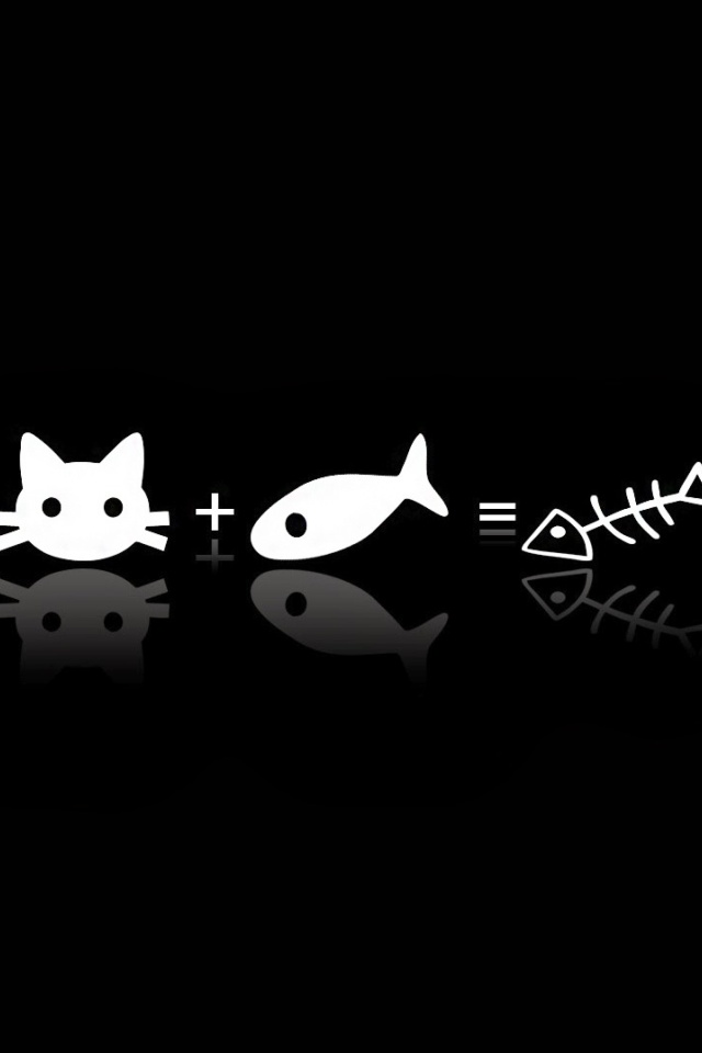 Fondo de pantalla Cat ate fish funny cover 640x960