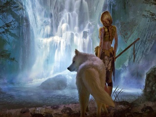 Das Warrior Wolf Girl from Final Fantasy Wallpaper 320x240
