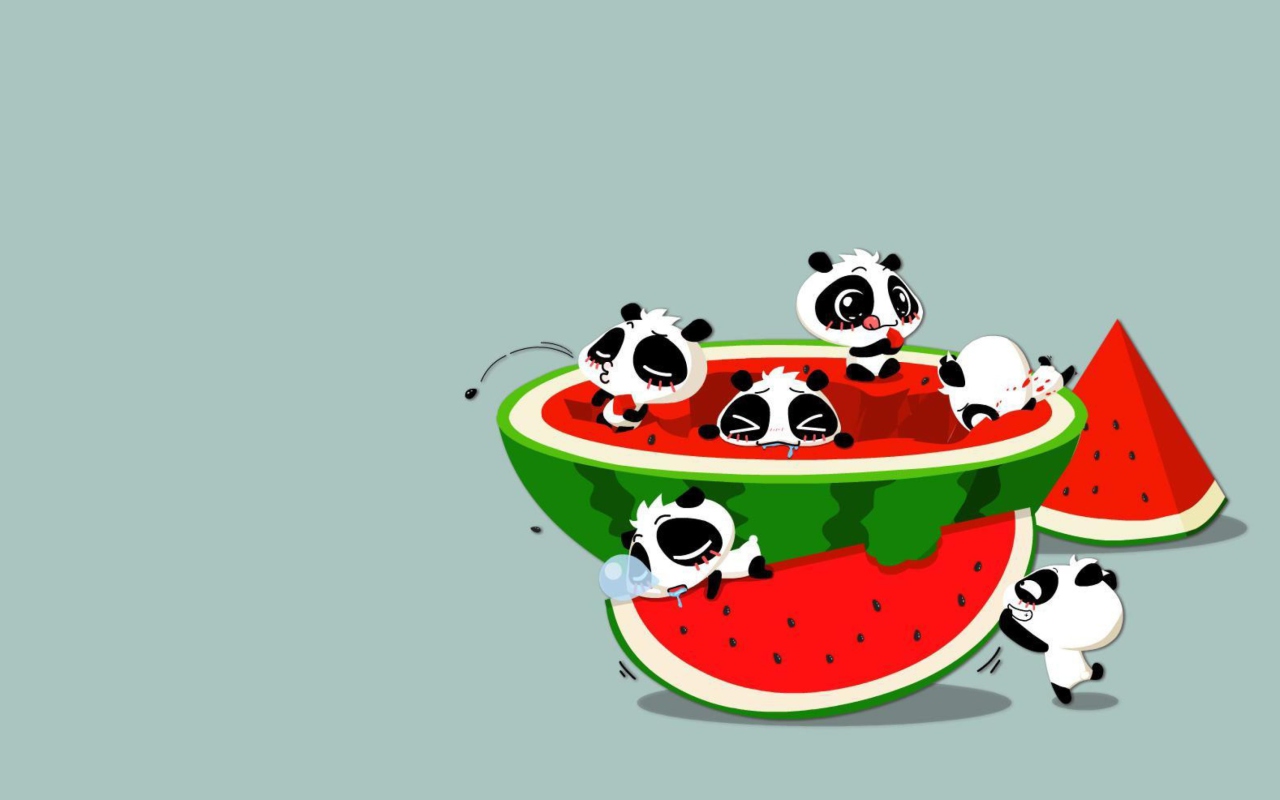Обои Panda And Watermelon 1280x800
