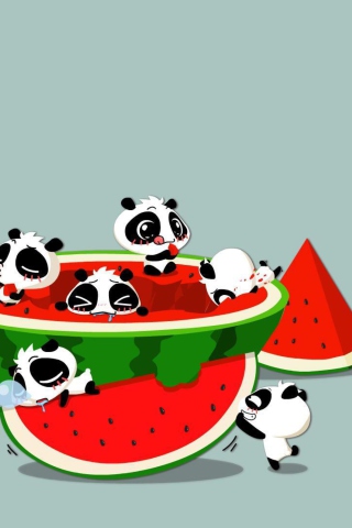 Screenshot №1 pro téma Panda And Watermelon 320x480