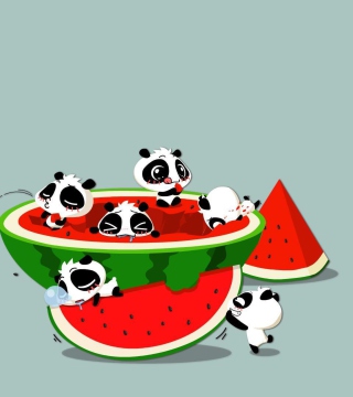 Kostenloses Panda And Watermelon Wallpaper für iPad