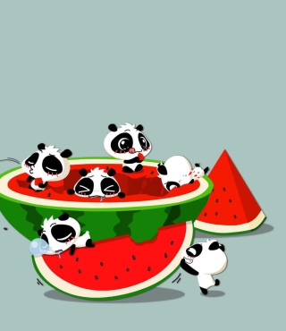 Panda And Watermelon - Obrázkek zdarma pro 240x320
