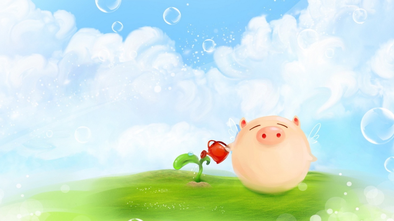 Sfondi Pig Artwork 1366x768