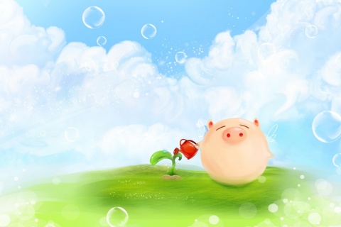 Обои Pig Artwork 480x320