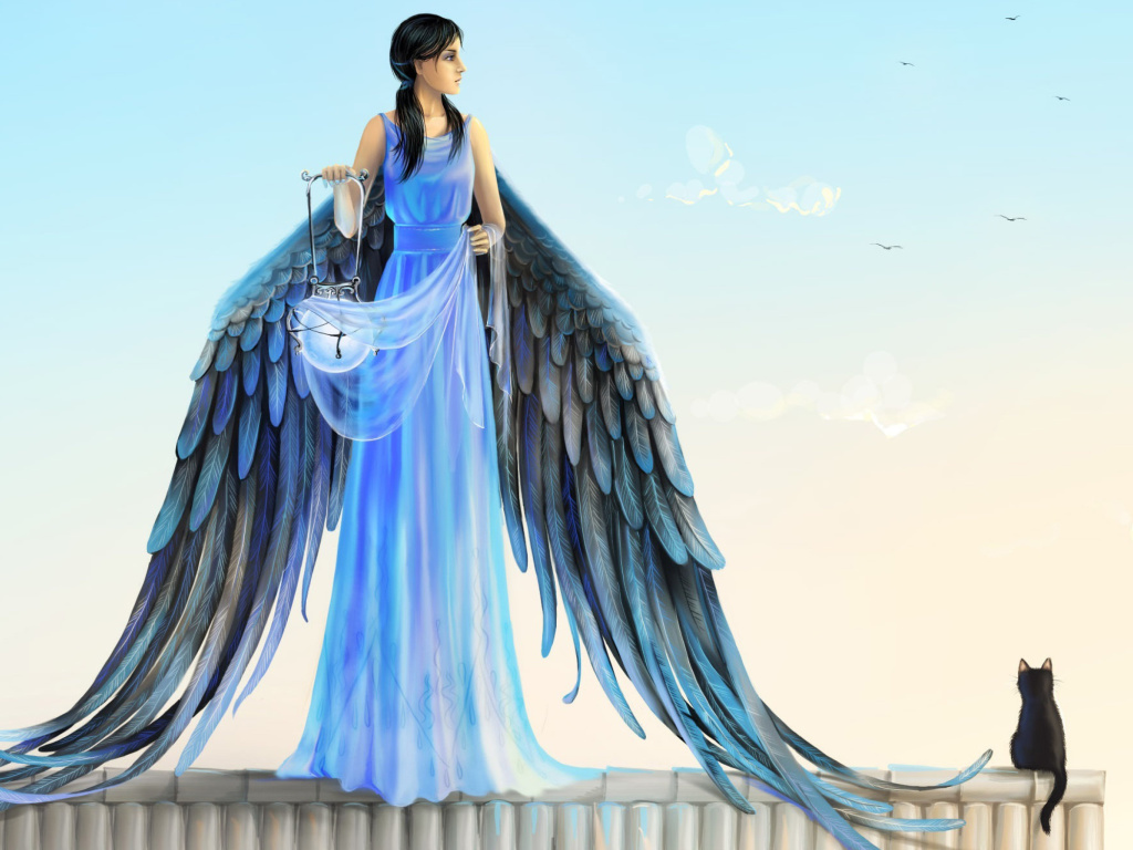 Das Angel with Wings Wallpaper 1024x768