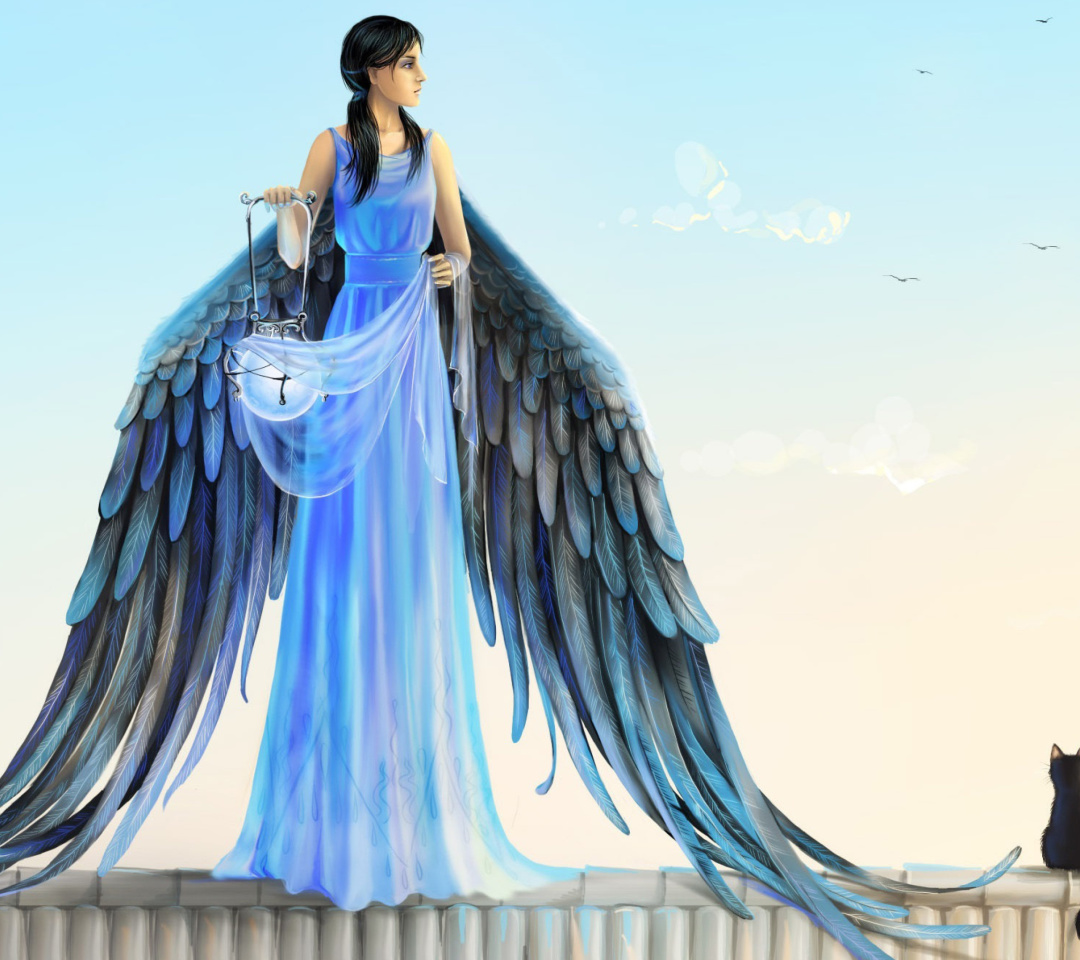 Das Angel with Wings Wallpaper 1080x960