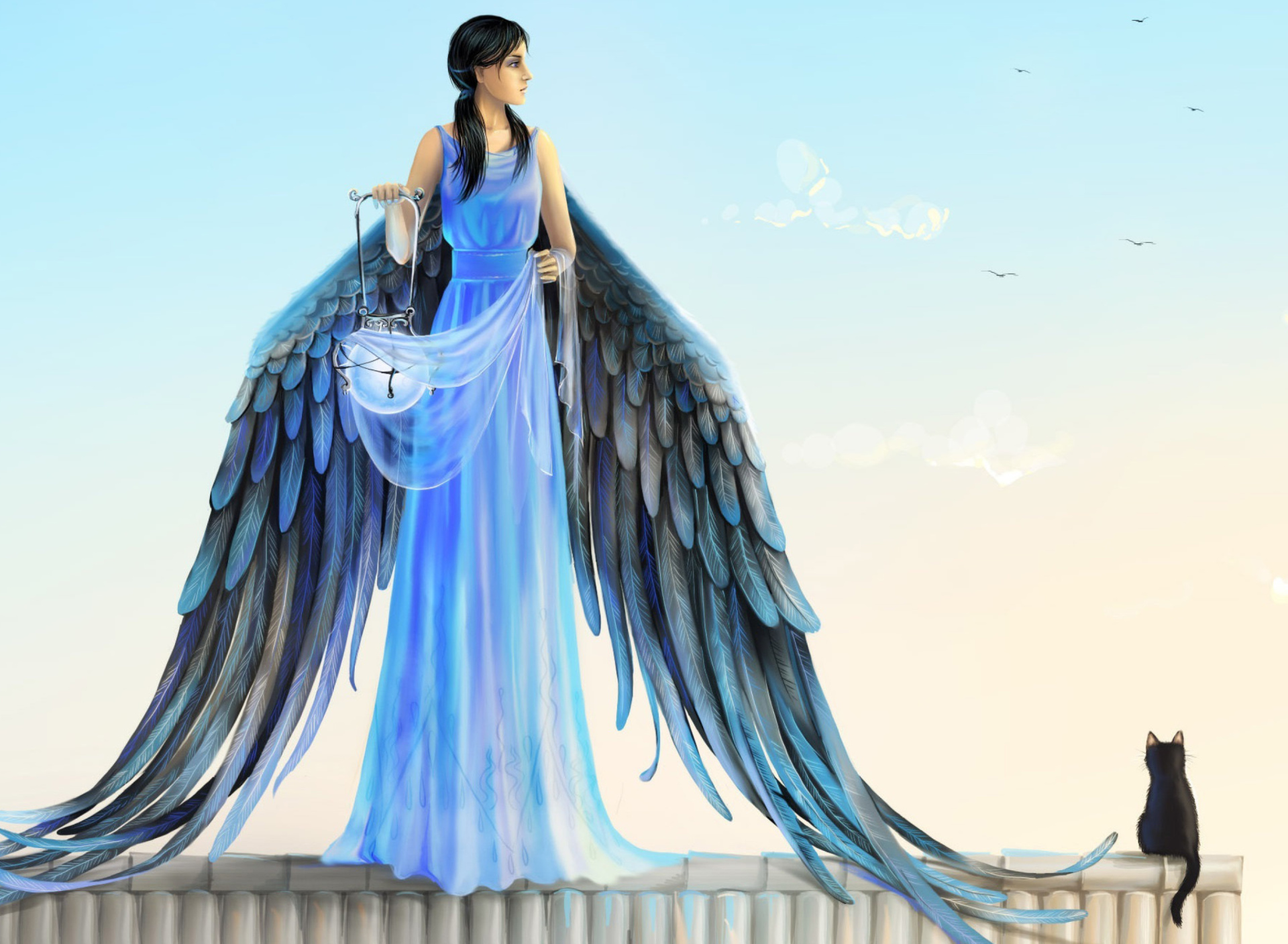 Das Angel with Wings Wallpaper 1920x1408