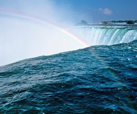 Screenshot №1 pro téma Waterfall And Rainbow 480x400