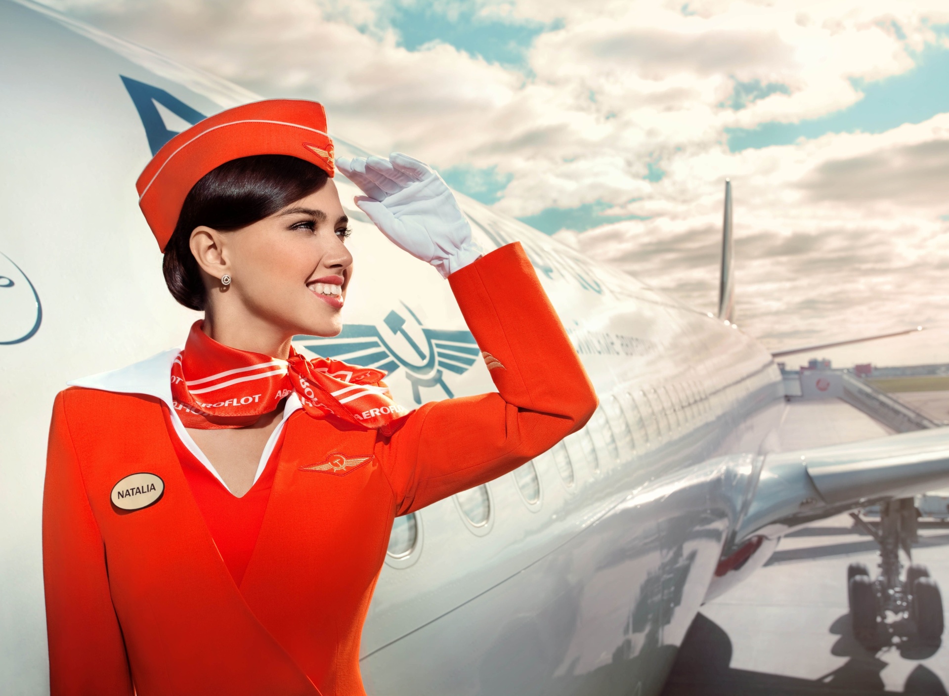 Обои Russian girl stewardess 1920x1408