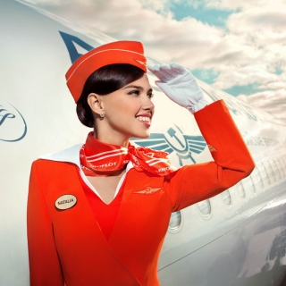 Russian girl stewardess papel de parede para celular para iPad