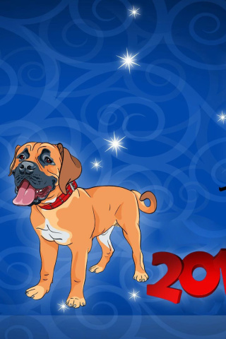 Fondo de pantalla Happy New Year 2018 Dog Sign Horoscope 320x480