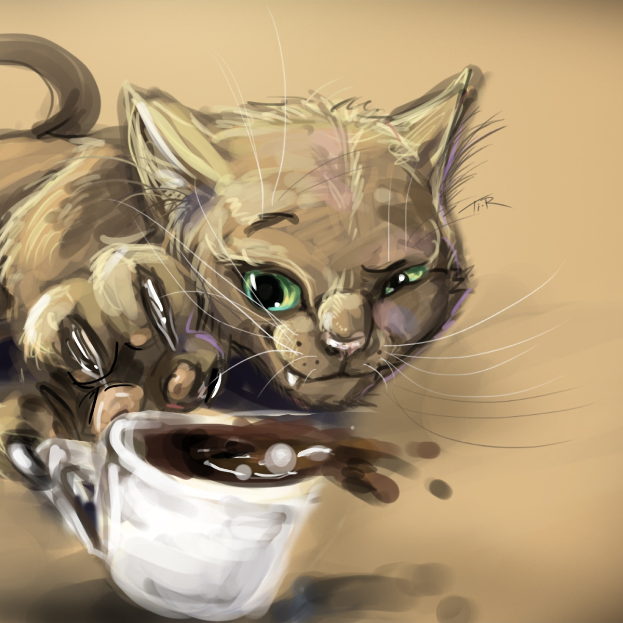 Screenshot №1 pro téma Sketch Of Funny Cat 2048x2048