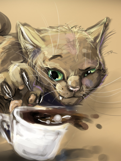 Screenshot №1 pro téma Sketch Of Funny Cat 480x640