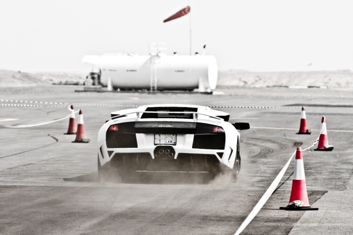 White Lamborghini Murcielago On Track wallpaper