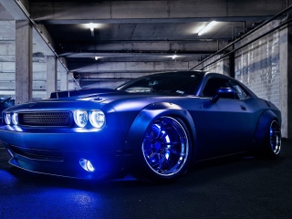 Обои Blue Dodge Challenger 320x240