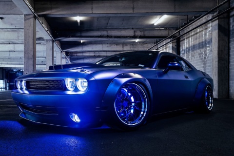 Sfondi Blue Dodge Challenger 480x320