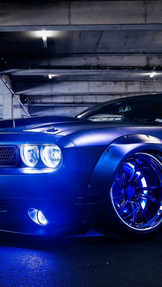 Blue Dodge Challenger wallpaper 640x1136